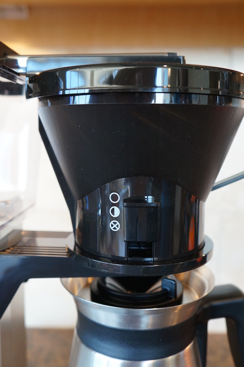 The Moccamaster has a brew basket with three manual settings allowing you to control water flow.