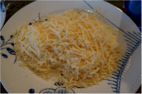 Finely shredded parmesan.