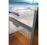 Drawers slide smoothly back and forth making it easy to access items in either bin.